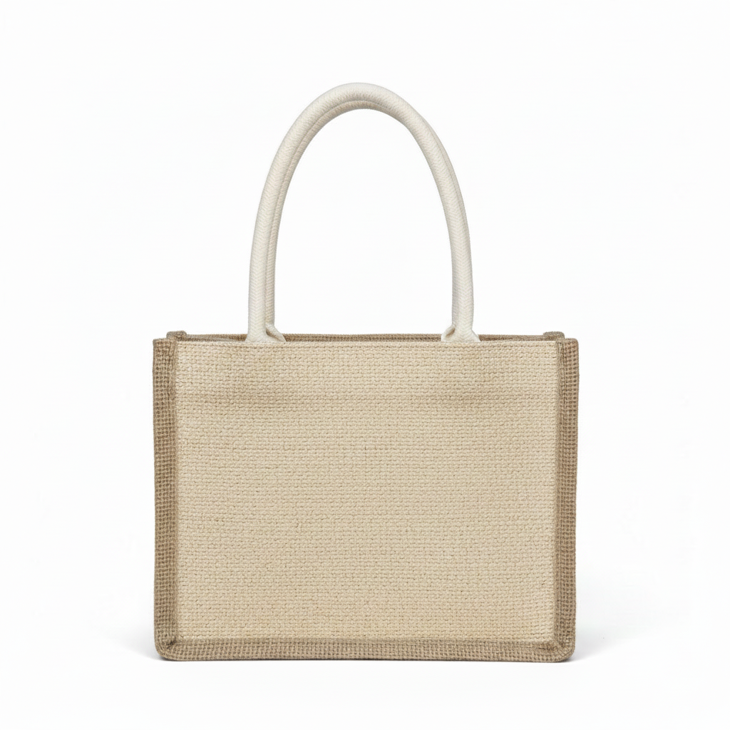 Sac rafia et coton blanc - côté rafia fond blanc