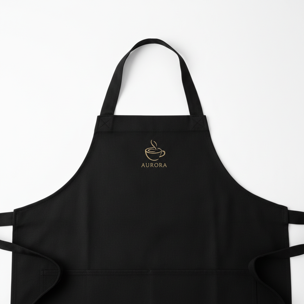 Tablier noir personnalisé avec broderie