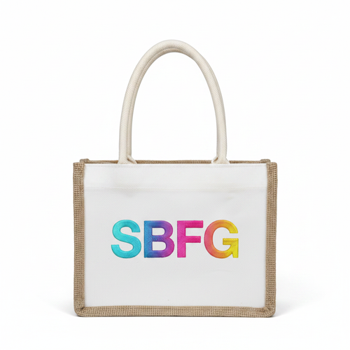 Sac rafia et coton blanc avec logo SBFG brodé