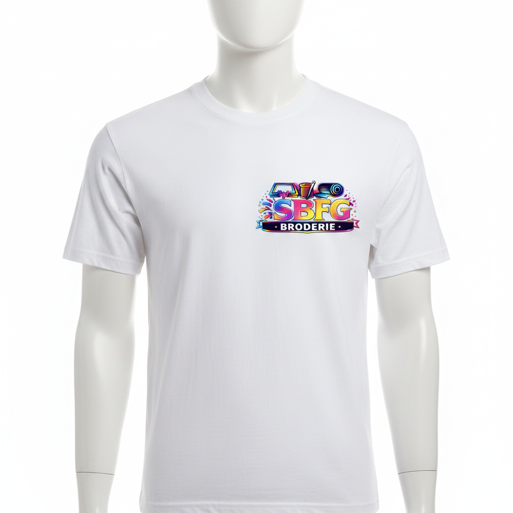 T-shirt avec logo SBFG Broderie brodé côté cœur