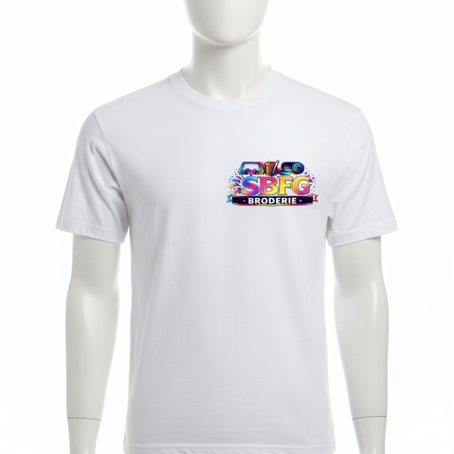 T-shirt avec logo SBFG Broderie brodé côté cœur